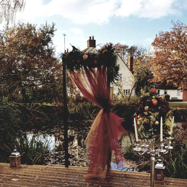 Jetty on the pond at Richwill Farm styled for an outdoor wedding