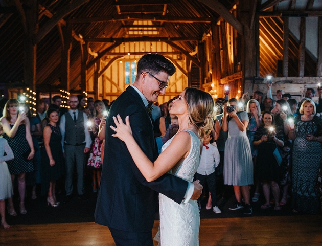 Couple enjoying their first dance taken by Essex wedding photographer, Michael Briggs Pictures