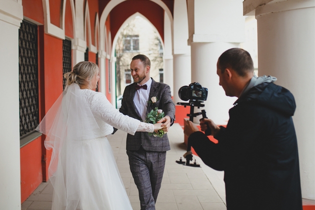 Videographer Alex Moore films couple on their wedding day