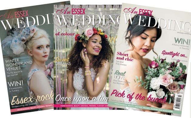 Covers of the latest three issues of An Essex Wedding magazine