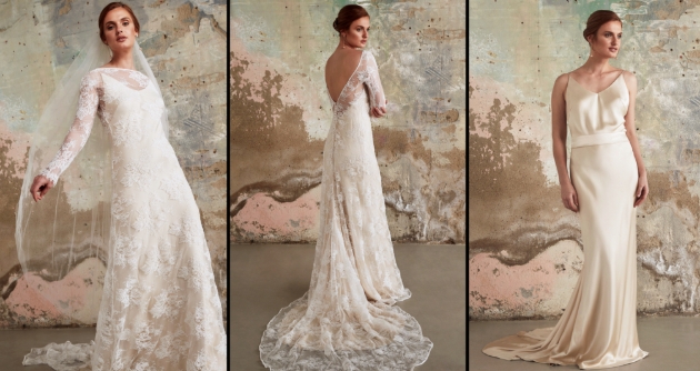 Three dresses by bridal designer Sabina Motasem