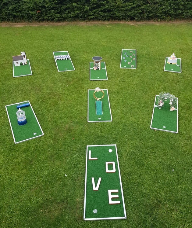 Wedding themed crazy golf course to hire