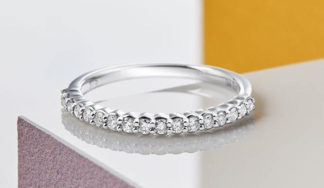 white gold diamond half eternity ring 