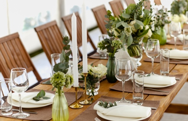 rustic reception table set up 