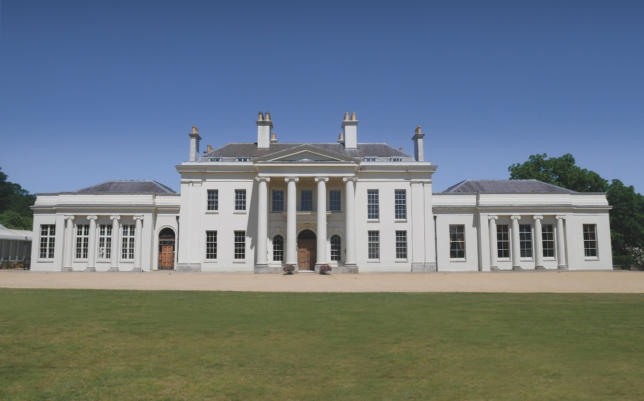 Exterior of Hylands Estate wedding venue in Chelmsford in sunshine