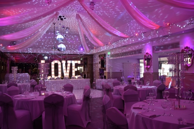 Interior of Essex wedding venue The Kings Oak set up for wedding