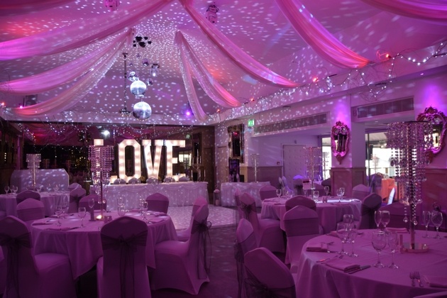 Interior of Essex wedding venue The Kings Oak set up for wedding