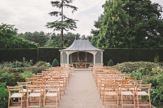 Outdoor wedding set up at Markshall Estate wedding venue in Essex