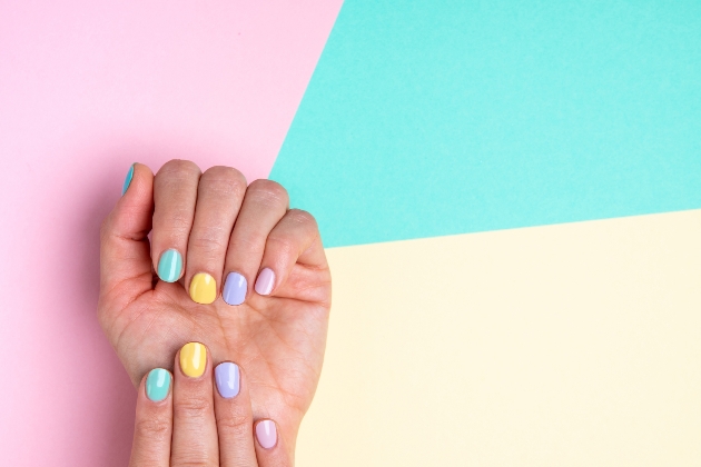 pastel coloured nails