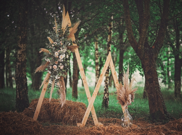 pyramid structure with flowers