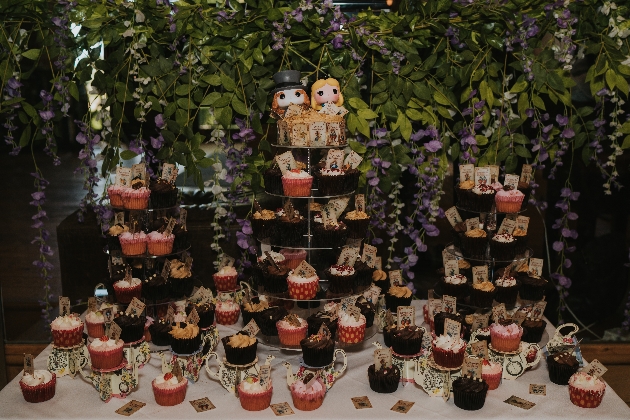 Wisteria hanging over sweettable