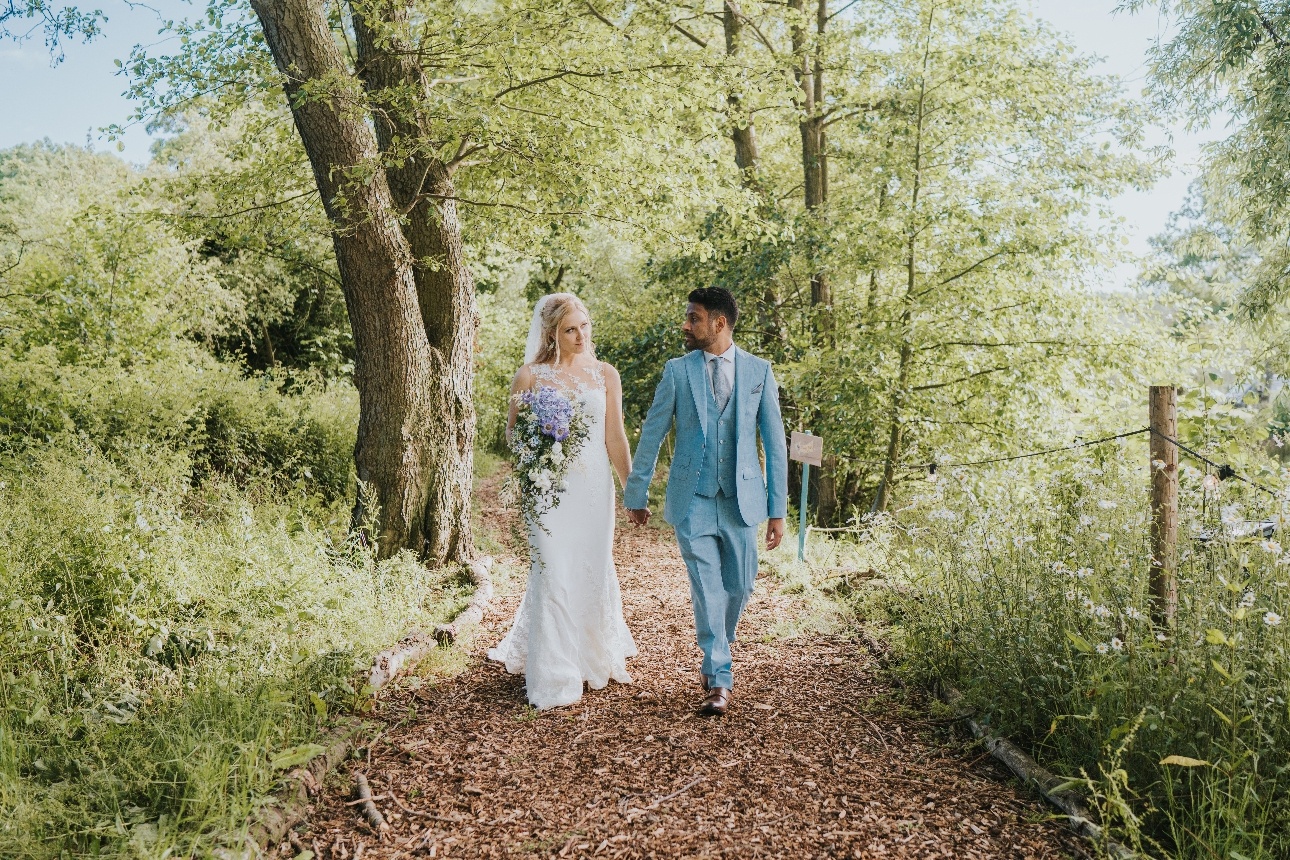 Walking through woods