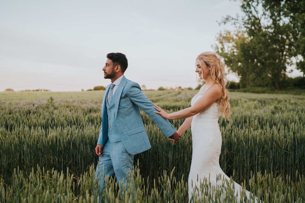 Walking through meadow