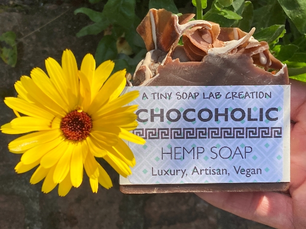 chocolate coloured bar of soap in a wrapper