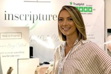 Hayley Sturniolo stood at her jewellery stand at a show