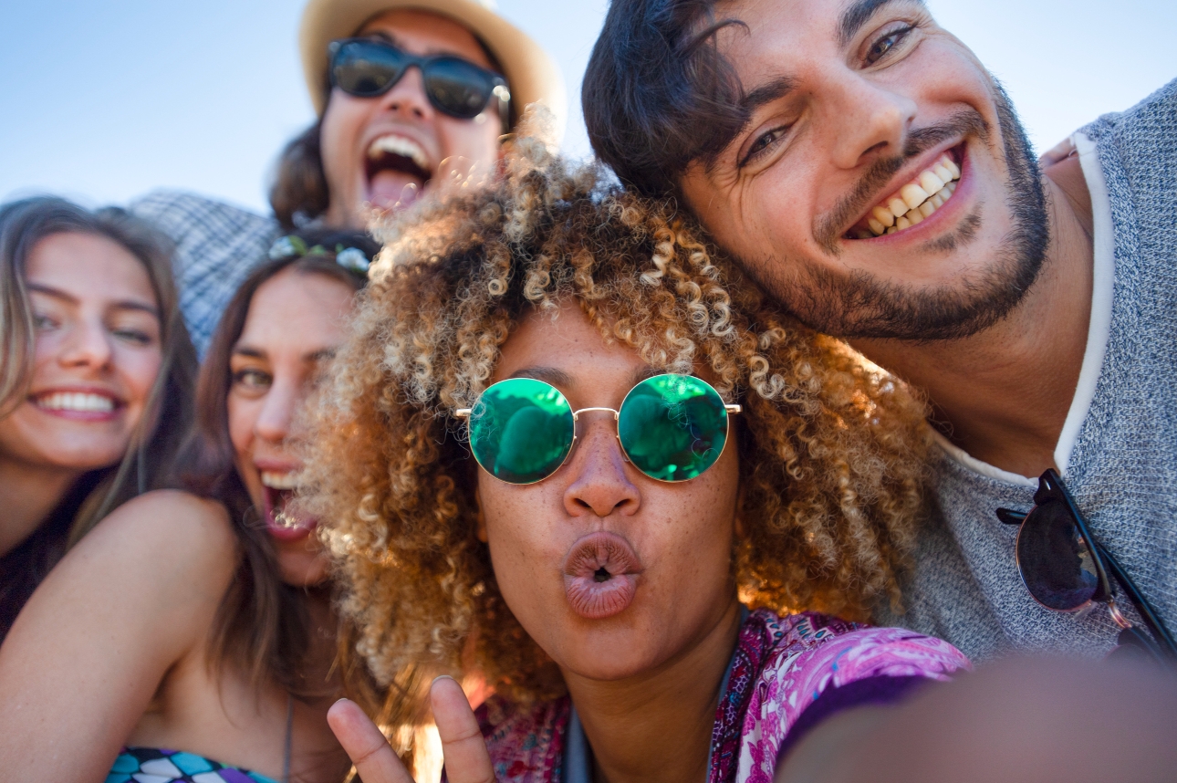 group of friends taking a selfie