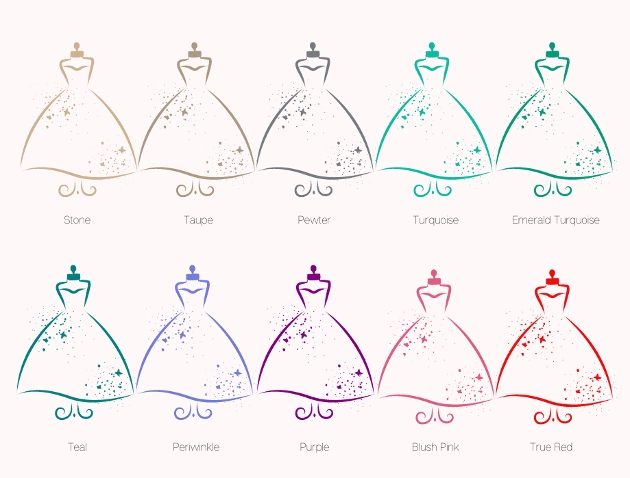 illustration of different colour dresses