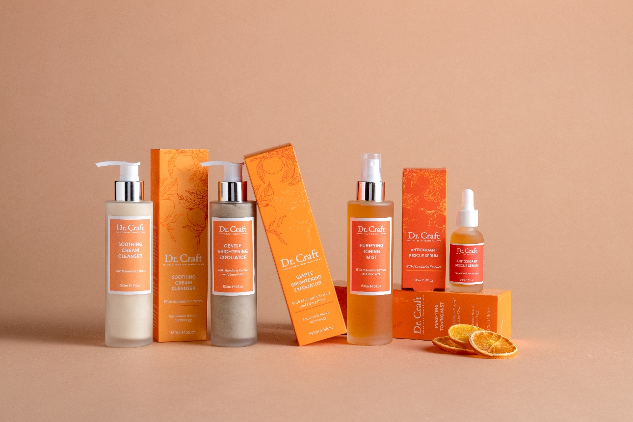 Dr Peel Power product, orange products, on a background
