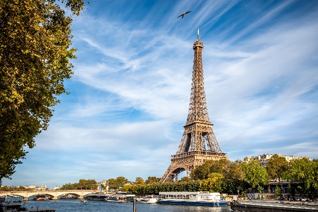 The Eiffel tower from the river Seine in Paris