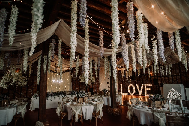 Markshall Estate interior shot with draping florals