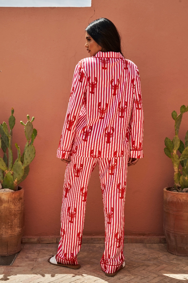 lobster print stripe pyjamas