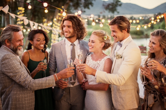 Gathering of wedding guests. 