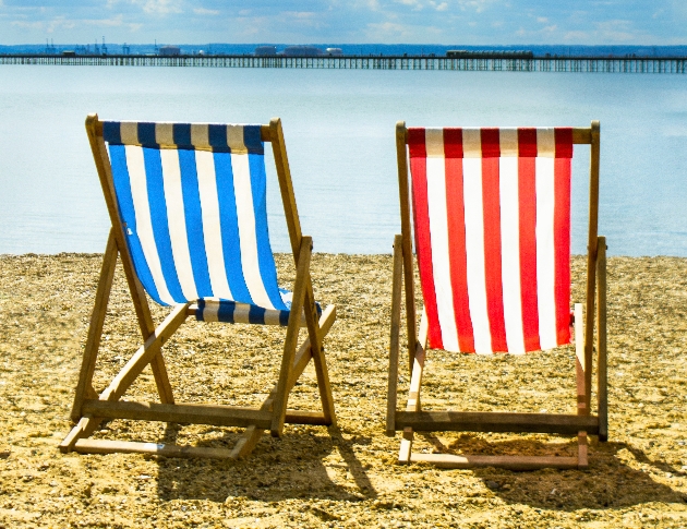 deckchairs on the sand at Southend