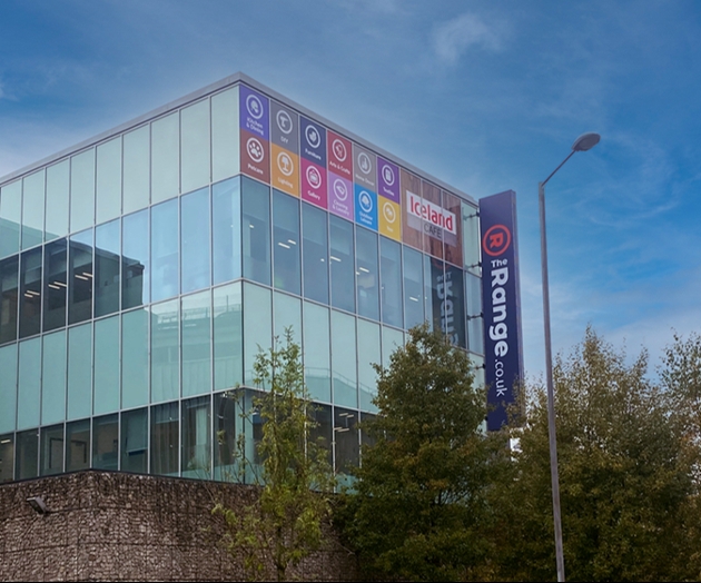 large glass retail building 