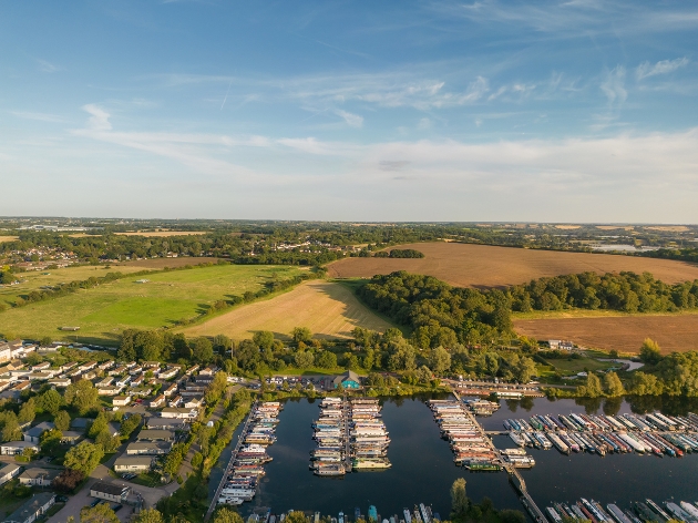 aerial view of marina