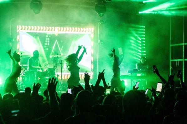 disco night in a club with green lights