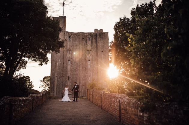 Sun setting at Hedingham Castle