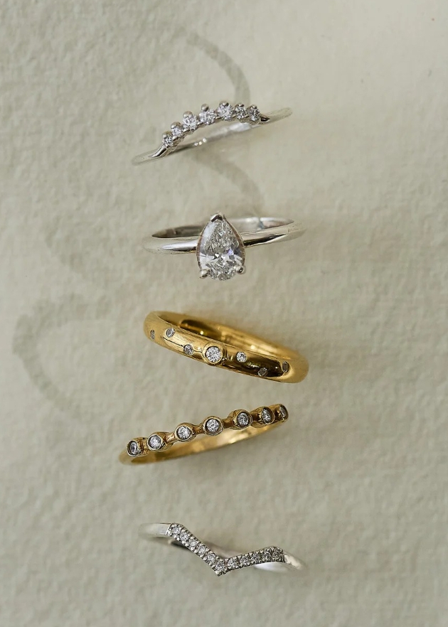 image showing collection of gold and silver diamond rings
