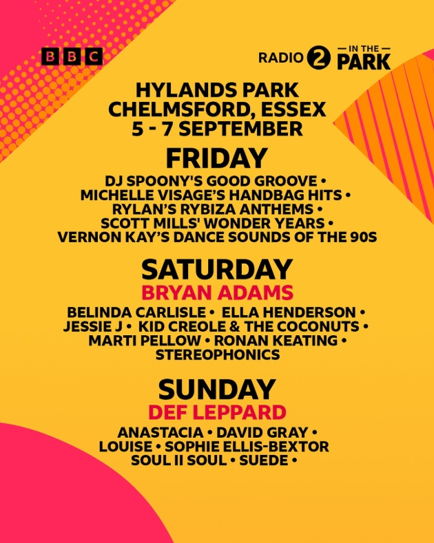 Radio 2 in the Park 2025 lineup poster