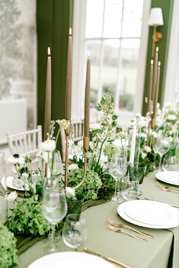 wedding table with tapered candles