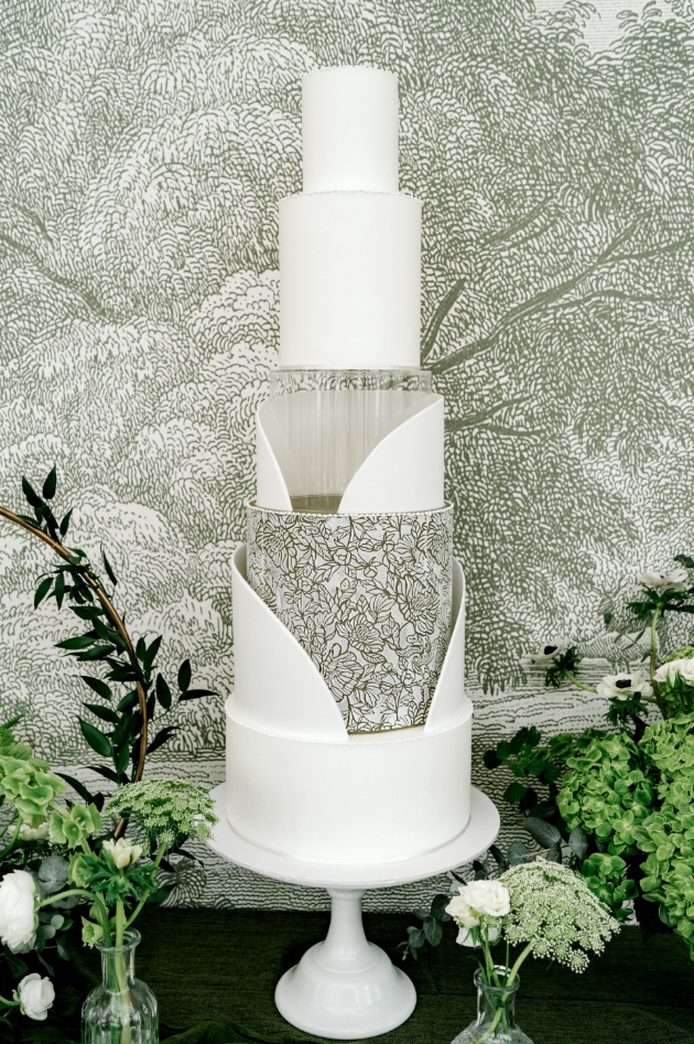 modern white wedding cake