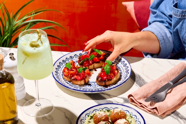 tomato bruchetta served at a restaurant 