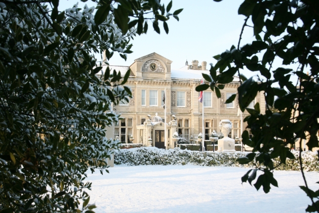 DOWN HALL HOTEL, SPA & ESTATE exterior in the snow