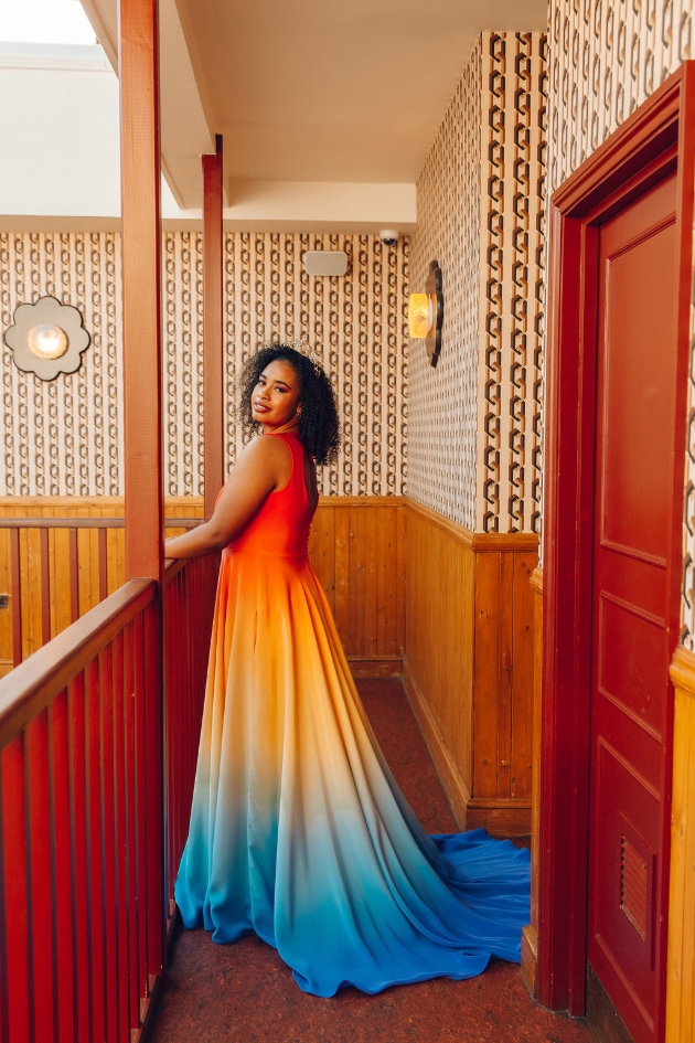 rainbow full length dress