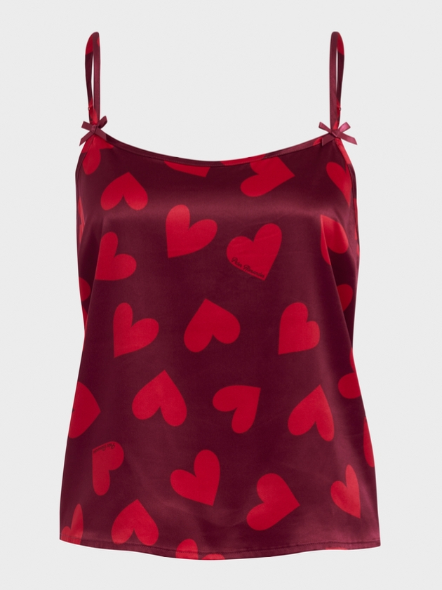 Heart satin cami top from Peter Alexander's Valentine's collection