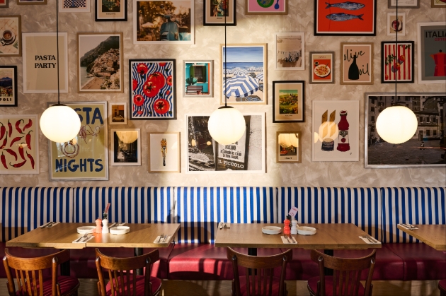 stylish new look interior of italian restaurant