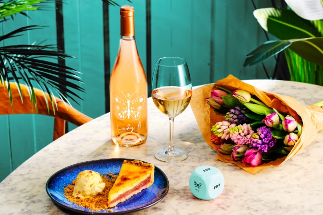 mothers day lunch with wine and flowers