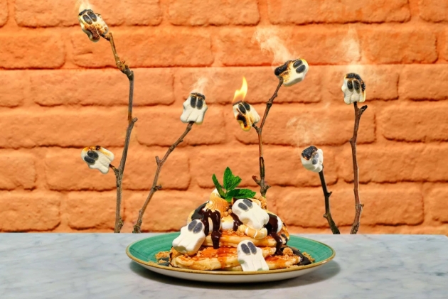 Halloween pancake stack